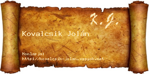 Kovalcsik Jolán névjegykártya