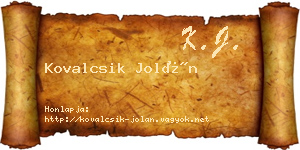 Kovalcsik Jolán névjegykártya