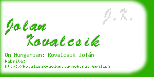 jolan kovalcsik business card